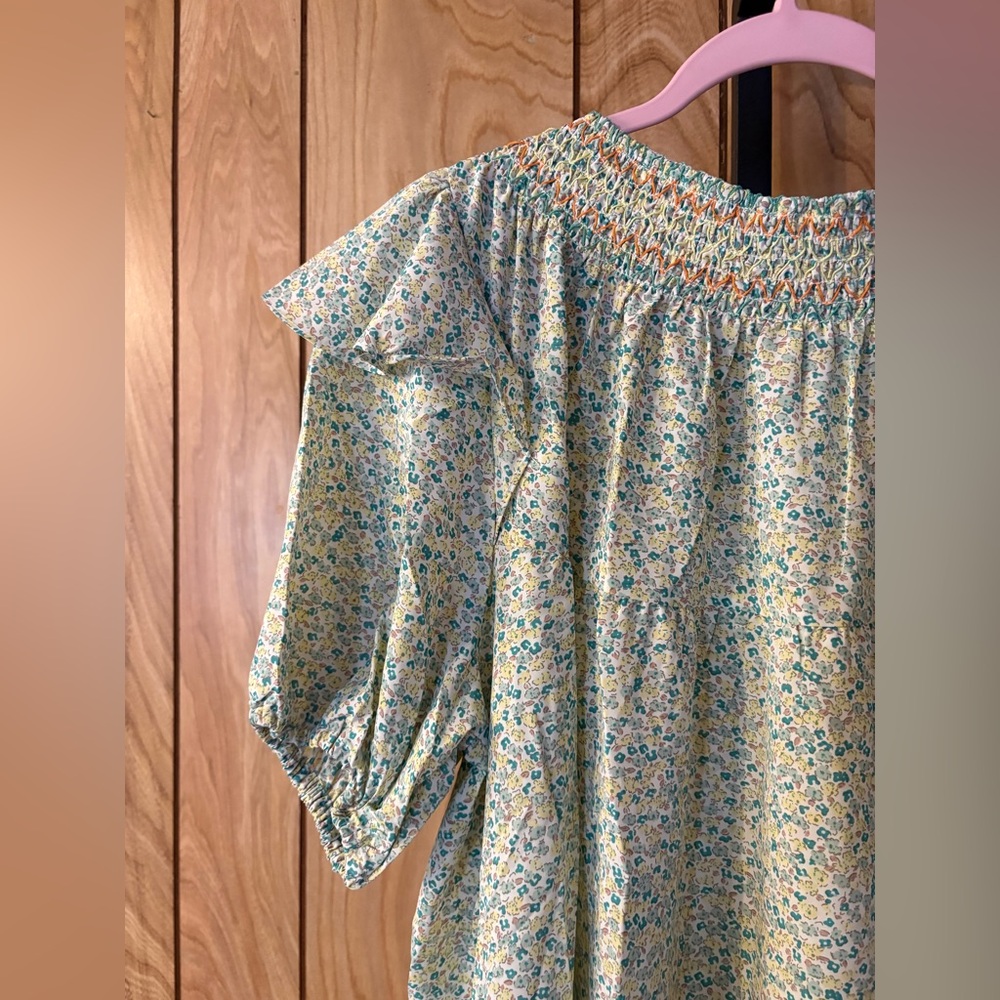 Davi & Dani Smocked Floral Ruffle Tunic Top - Picture 2 of 3